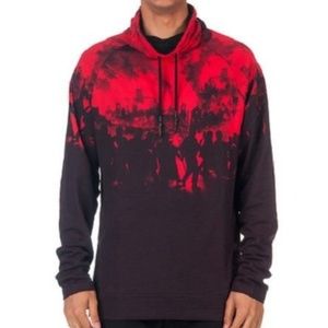 AKOO World Ablaze Red & Black High Neck Hoodie